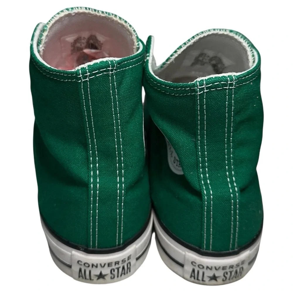 Converse All Star Chuck Taylor’s Sz 8 Green Ho Ho Ho Red Laces High Top Sneakers - Picture 6 of 10
